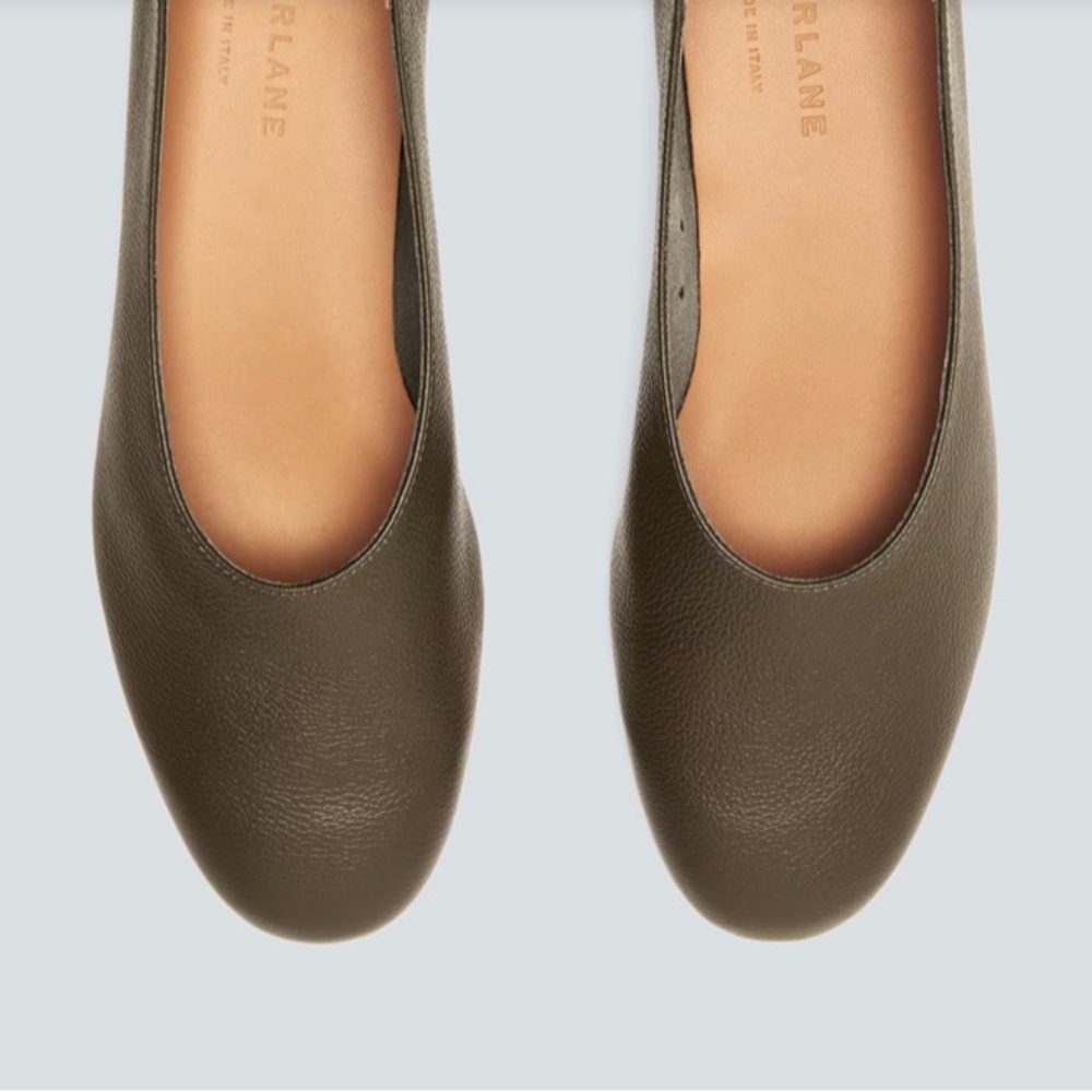 NIB EVERLANE Day Glove Italian Leather Flats 8 Limited Edition Birch